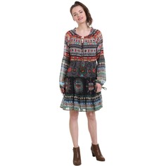 Платье короткое с этническим рисунком из вуали Desigual