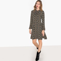 Платье расклешенное с цветочным рисунком и длинными рукавами La Redoute Collections