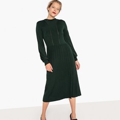 Платье-миди из трикотажа, плиссированная юбка, ажурная вставка La Redoute Collections