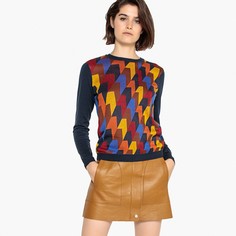 Пуловер с рисунком и круглым вырезом из тонкого трикотажа La Redoute Collections