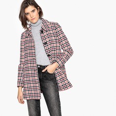 Пальто в клетку средней длины из полушерстяной ткани La Redoute Collections