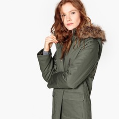 Парка средней длины с капюшоном из искусственного меха La Redoute Collections
