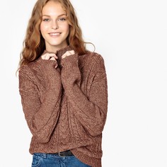 Пуловер с узором косы из блестящего трикотажа La Redoute Collections