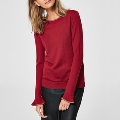 Пуловер с круглым вырезом в клетку из трикотажа 49% шерсти Selected Femme