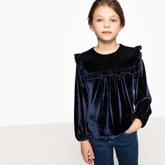 Блузка из велюра с воланами 3-12 лет La Redoute Collections
