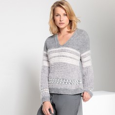 Пуловер с V-образным вырезом из жаккарда Anne Weyburn