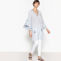 Платье с вышитым этническим рисунком и длинными рукавами La Redoute Collections