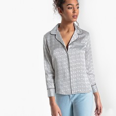 Блузка блестящая с костюмным воротником и геометрическим рисунком La Redoute Collections