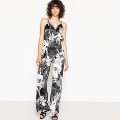 Комбинезон с широкими брюками на тонких бретелях с рисунком La Redoute Collections