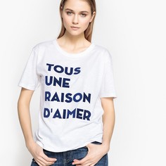 Футболка с короткими рукавами и бархатистой надписью La Redoute Collections