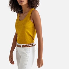 Топ с круглым вырезом из льна La Redoute Collections