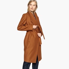 Пальто в форме халата с поясом из полушерстяной ткани La Redoute Collections