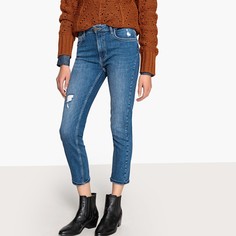 Джинсы узкие укороченные со стандартной талией с эффектом потертости La Redoute Collections