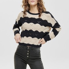 Пуловер в полоску с круглым вырезом из тонкого трикотажа Only