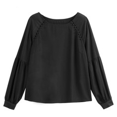 Блузка с круглым вырезом, отделка пуговицами, рукава с напуском Vila