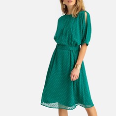 Платье струящееся с вышивкой гладью и рукавами до локтей Anne Weyburn