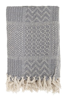 Серый плед с бахромой Bloomingville