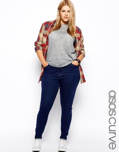 Насыщенно-синие зауженные джинсы ASOS CURVE Ridley - Синий