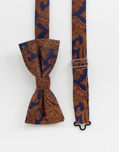 Темно-синий галстук-бабочка с золотистым жаккардовым рисунком пейсли Twisted Tailor - Темно-синий