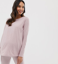 Комбинируемая пижамная футболка с длинными рукавами из меланжевого трикотажа ASOS DESIGN Maternity - Розовый