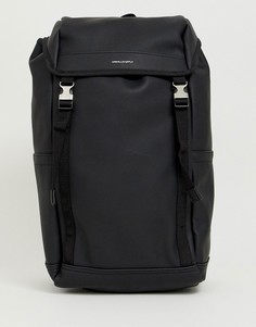 Черный рюкзак из искусственной кожи с двумя лямками и контрастной резинкой ASOS DESIGN - Черный