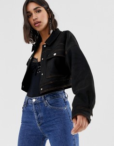 Черная укороченная куртка из искусственной замши Missguided - Черный