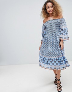 Платье миди с открытыми плечами En Creme - Мульти