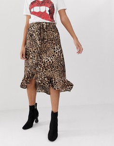 Юбка с запахом и леопардовым принтом Soaked In Luxury - Мульти