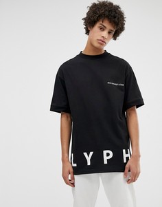 Черная oversize-футболка с логотипом LYPH - Черный
