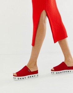 Мюли на платформе с логотипом DKNY - Красный
