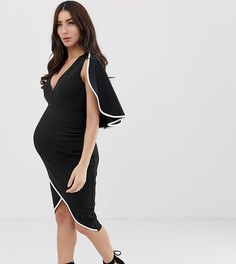 Платье миди с кейпом и отделкой кантом ASOS DESIGN Maternity - Черный