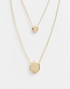 Золотистое многорядное ожерелье с подвесками-дисками Monki - Золотой