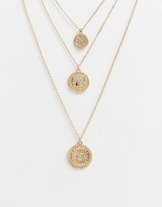 Многорядное ожерелье с подвесками Monki - Золотой