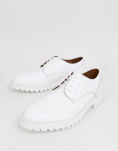 Белые кожаные туфли-дерби на толстой подошве ASOS DESIGN - Белый