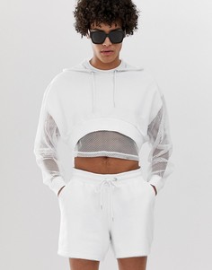 Комбинируемый укороченный oversize-худи белого цвета с сетчатыми рукавами ASOS DESIGN - Белый