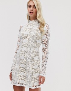 Платье мини с кружевом Girl In Mind - Белый