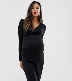 Платье миди с запахом на груди и поясом ASOS DESIGN Maternity - Черный