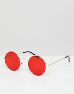 Круглые солнцезащитные очки с красными стеклами Jeepers Peepers - Красный