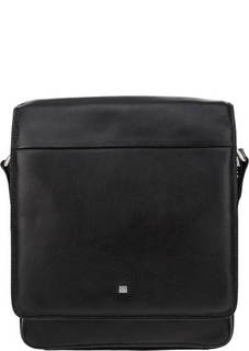 Черная кожаная сумка с широким плечевым ремнем Sergio Belotti