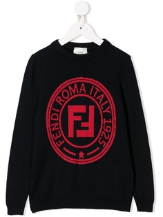 Fendi Kids свитер с логотипом жаккардовой вязки