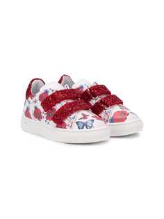 Monnalisa низкие кроссовки с цветочным принтом