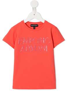 Emporio Armani Kids футболка с отделкой пайетками