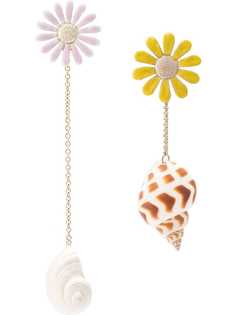 Missoni асимметричные серьги с декором в виде цветка и ракушки