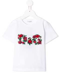 Dolce & Gabbana Kids футболка с цветочным принтом логотипа