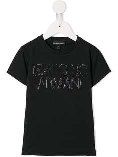 Emporio Armani Kids футболка с отделкой пайетками