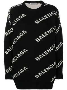 Balenciaga джемпер вязки интарсия с логотипом
