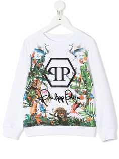 Philipp Plein Junior толстовка с логотипом и принтом джунглей