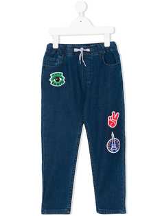 Kenzo Kids джинсы на шнурке с разными заплатками