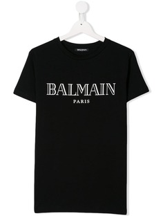 Balmain Kids футболка с принтом логотипа