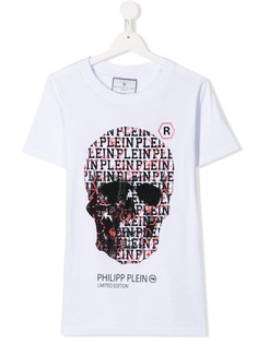 Philipp Plein Junior футболка с принтом черепа